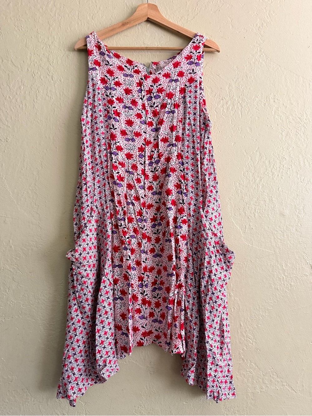 Philosophy Red and Purple Floral Asymmetrical Tank Dress